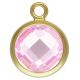 14 K Gold Filled Bedel, Zirkonia, Pink, 6 mm, per stuk